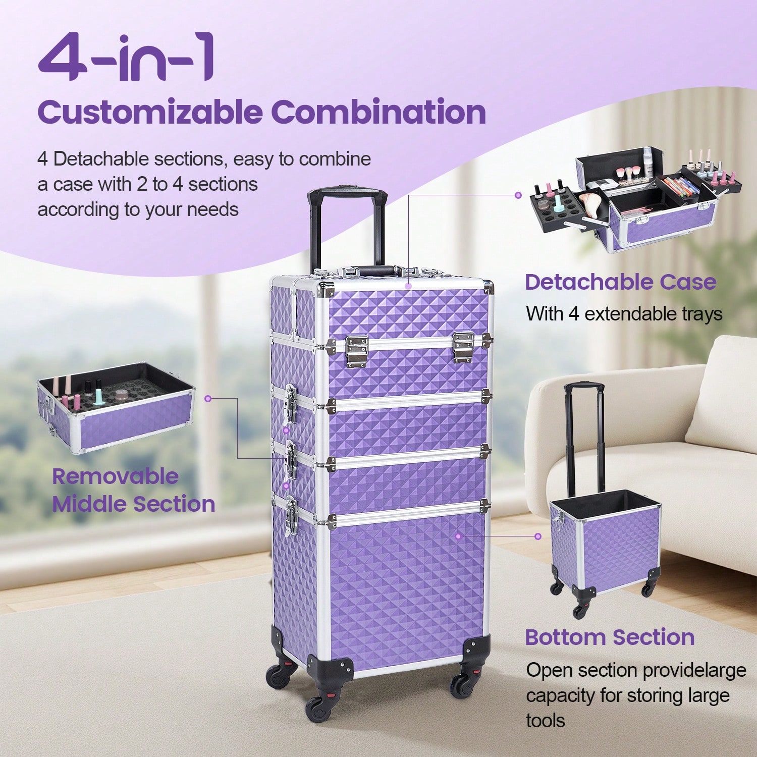 Maleta de Maquiagem 4 em 1 com - Beauty Makeup Trolley avaliação e preço
